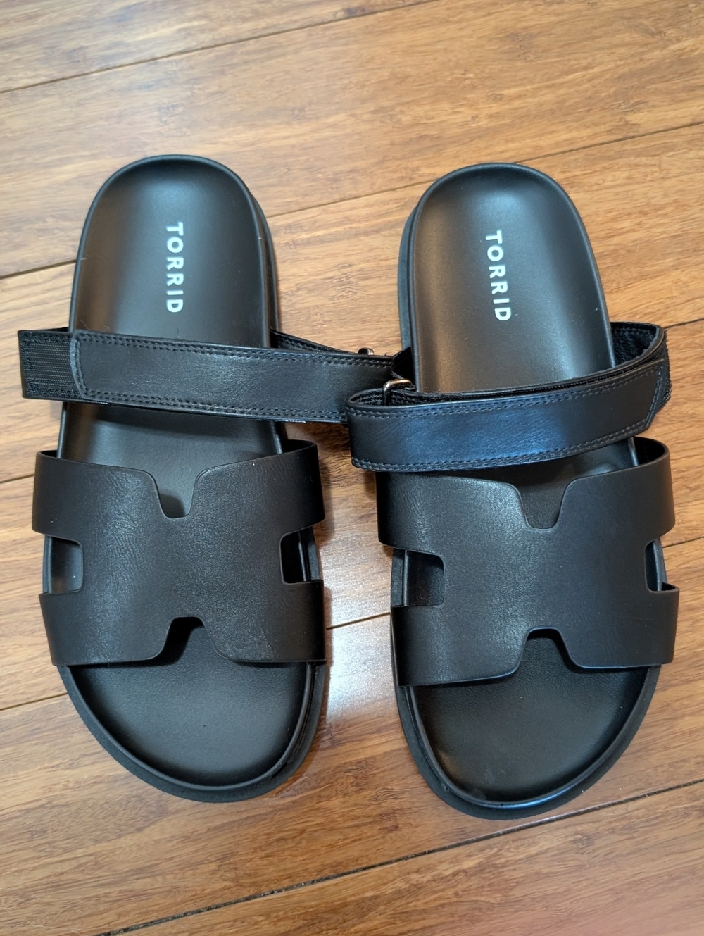 Torrid Black Dual-Strap Slide Sandals - 9.5WW
